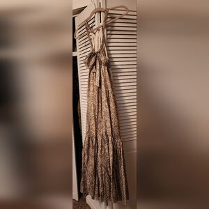 Banana Republic Fino Ramie Oat Milk Paisley Halter Maxi Dress